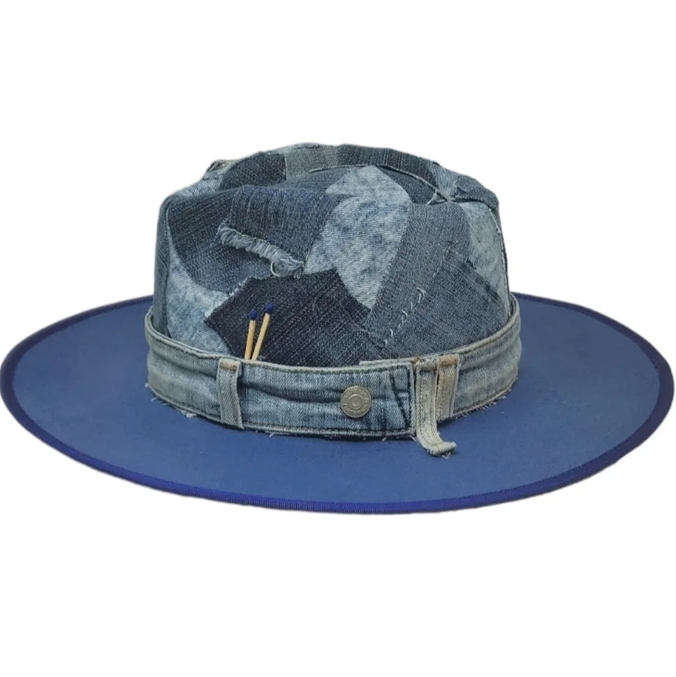Denim top fedora hat