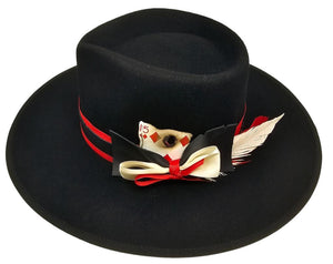 Black~Red~White Customized Fedora Hat