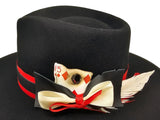 Exclusive Black~Red~White Customized Fedora Hat