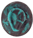 Exclusive Distressed Green Customized Fedora Hat