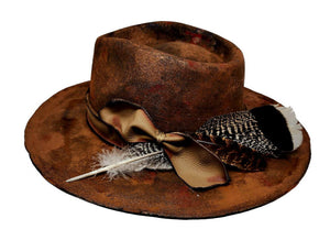 Exclusive Distressed Brown Customized Fedora Hat