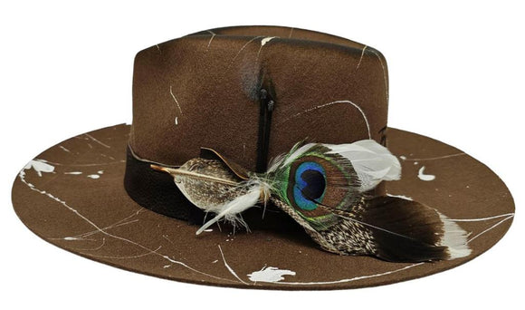 Exclusive Brown & White Customized Fedora Hat