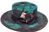 Exclusive Distressed Green Customized Fedora Hat