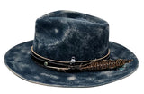 Exclusive Distressed Blue Customized  Fedora Hat