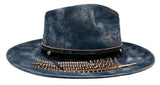 Exclusive Distressed Blue Customized  Fedora Hat